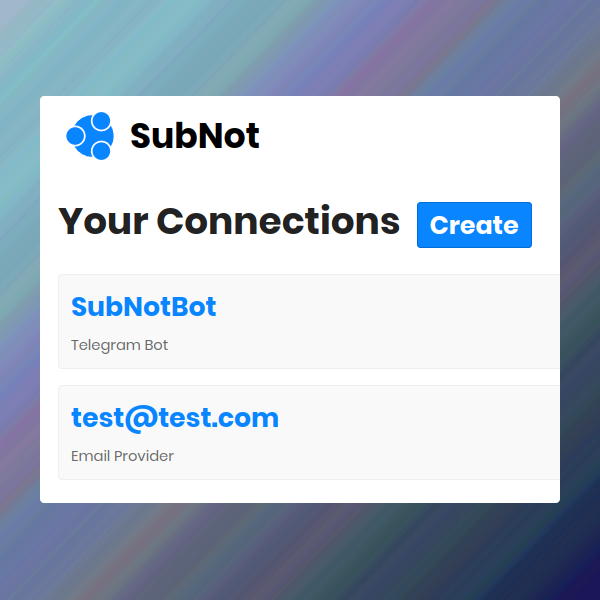 List of connections with connections of different type